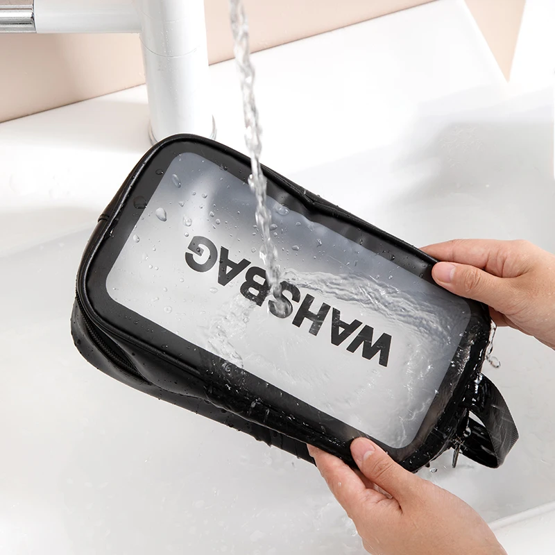 Waterproof Clear Travel Wash Bag Transparent Cosmetic Makeup Organizer Portable Handheld Toiletry Storage for Men S/M/L Sizes