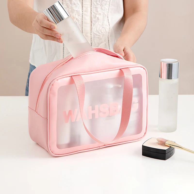 Waterproof Clear Travel Wash Bag Transparent Cosmetic Makeup Organizer Portable Handheld Toiletry Storage for Men S/M/L Sizes