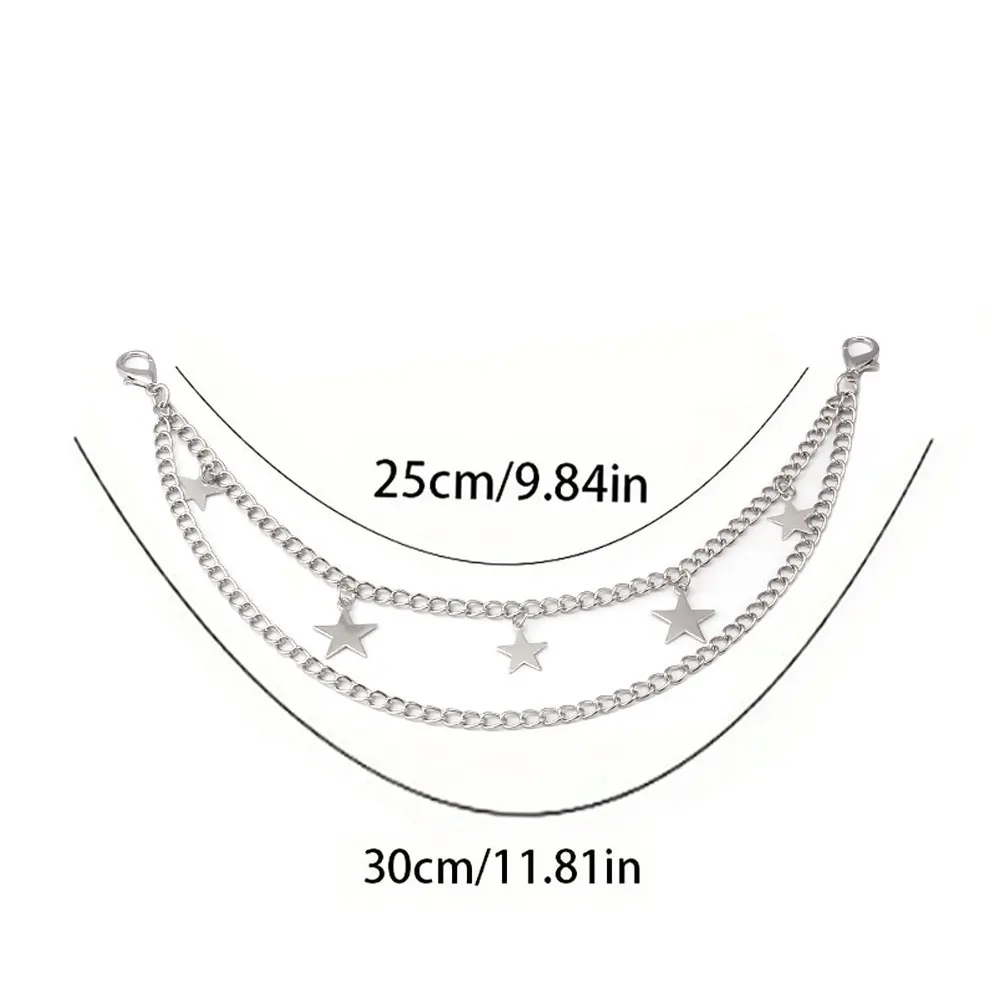 Y2k Metal Pearl Chain Strap For Bags Multi-layer Bag Chain For Handbag DIY Handles Star Pendant Shoulder Bag Chain Accessories