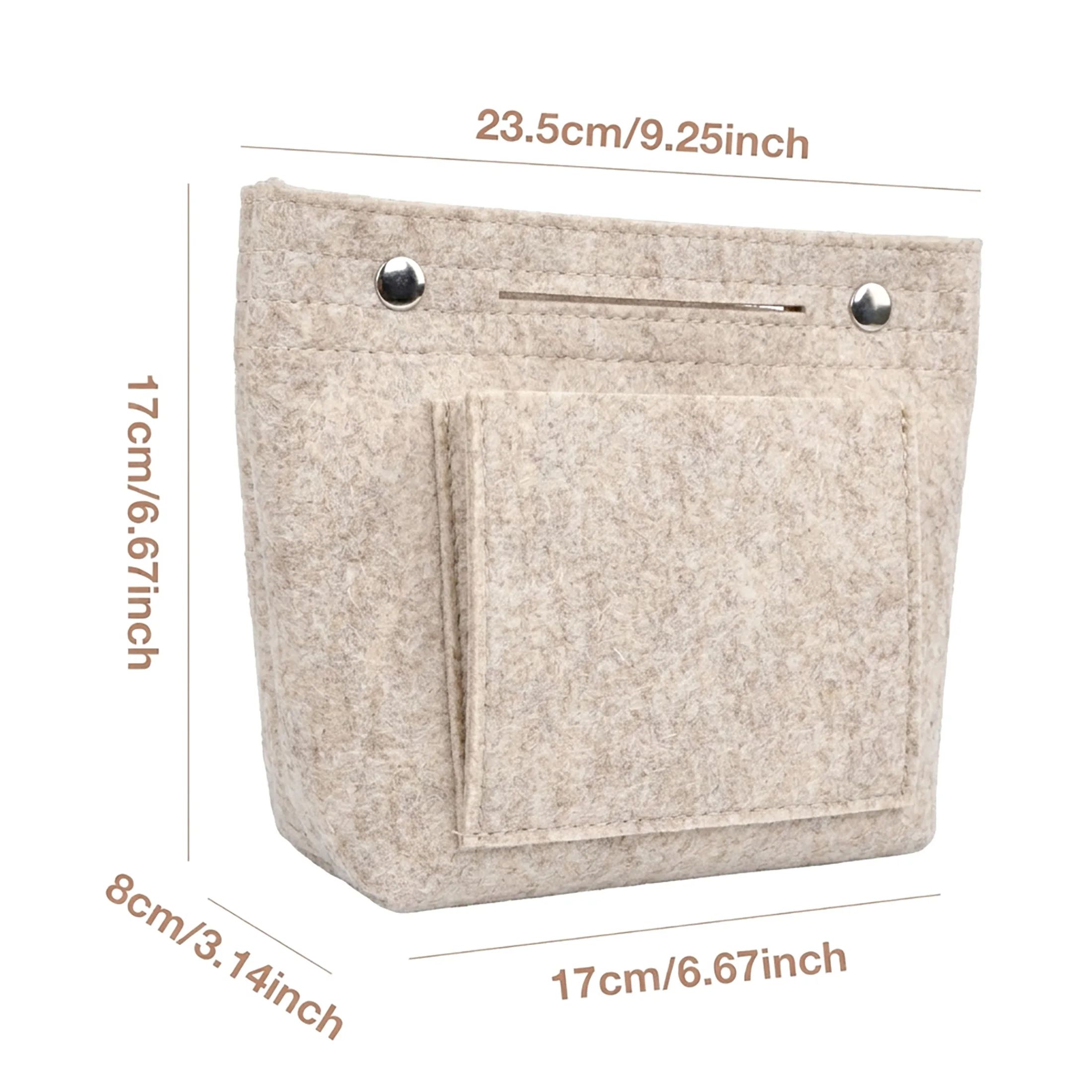 Mini Slim Felt Purse Organizer Insert with Snap Closure, Makeup Bag In Bag Shaper with Multi-Pockets for Handbag & Tote