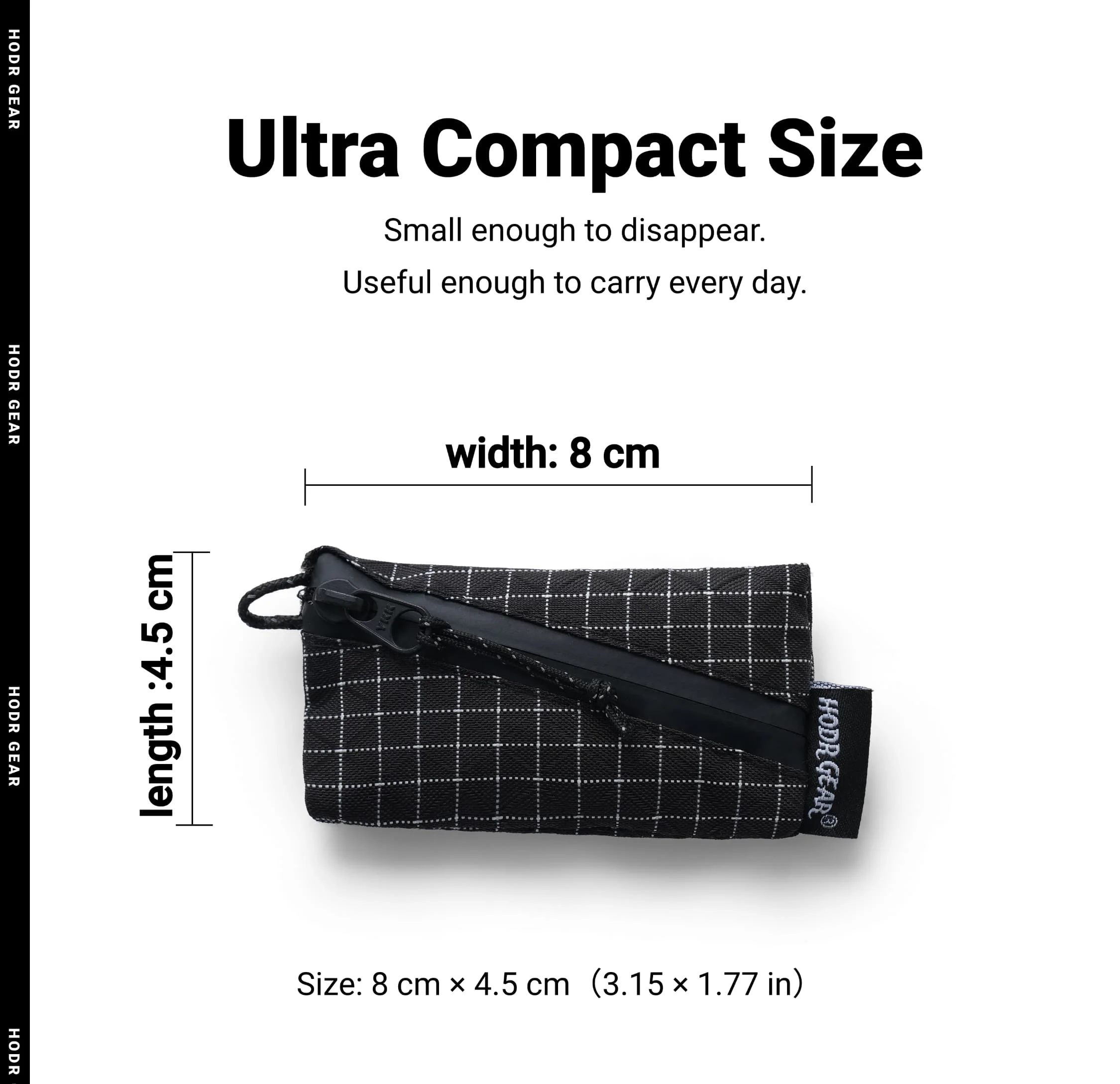 [HODRGEAR] Trail Coin Pouch Ultralight 5.8g UHMWPE Mini Upcycled Gridstop YKK Zipper D-Ring EDC Holder for Backpacking Travel