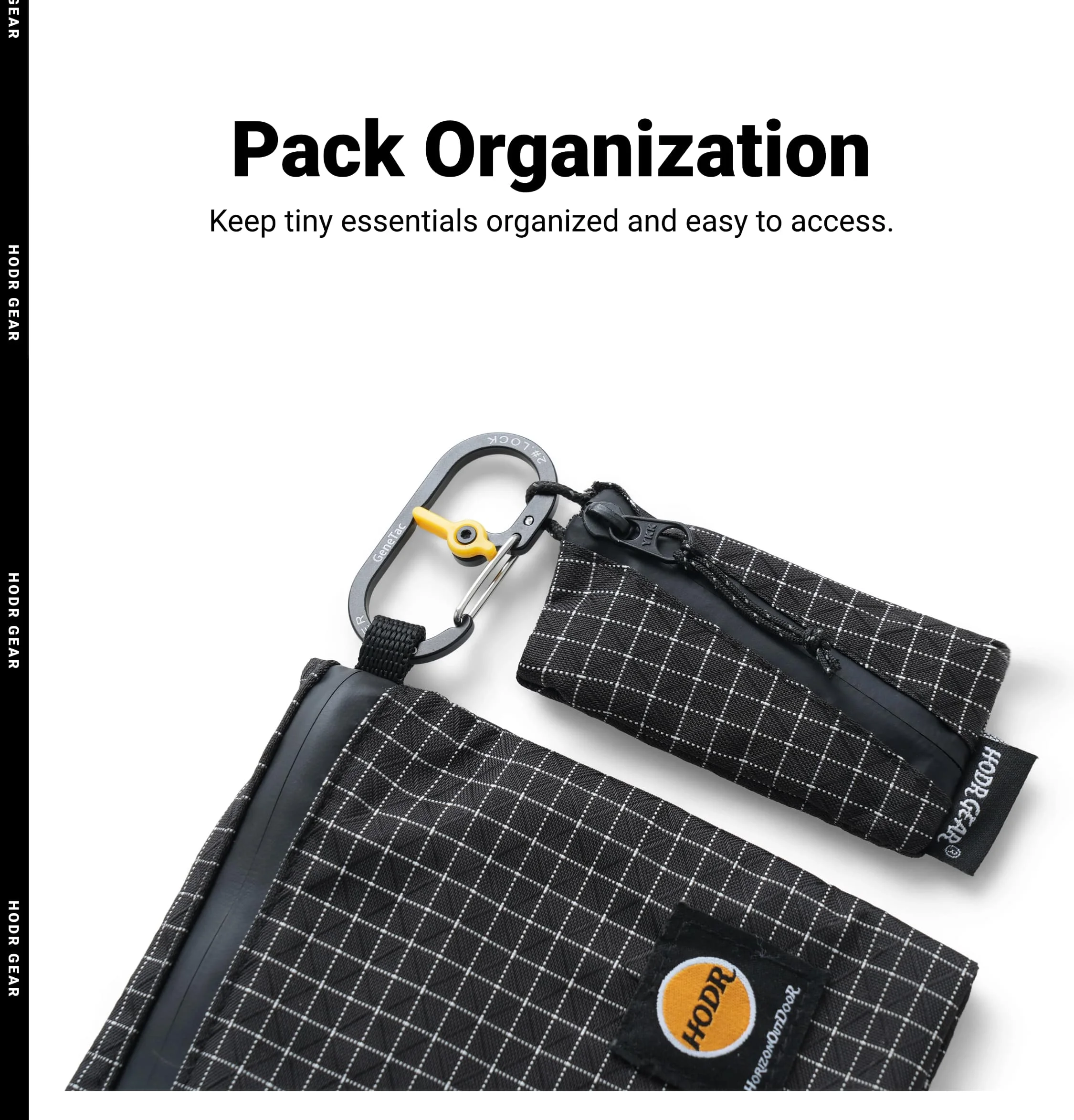 [HODRGEAR] Trail Coin Pouch Ultralight 5.8g UHMWPE Mini Upcycled Gridstop YKK Zipper D-Ring EDC Holder for Backpacking Travel