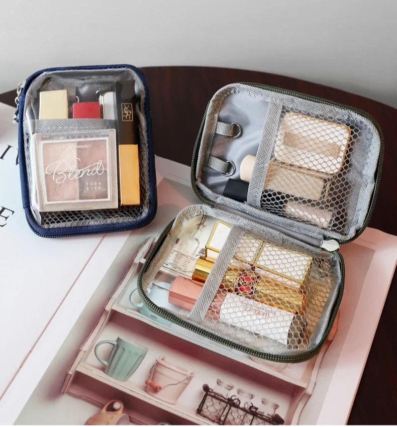 NEW Portable Lipstick Transparent Touch-Up Cosmetic Pouch Cosmetic Organizer Travel Bluetooth Headphone Charging Cable Pouch