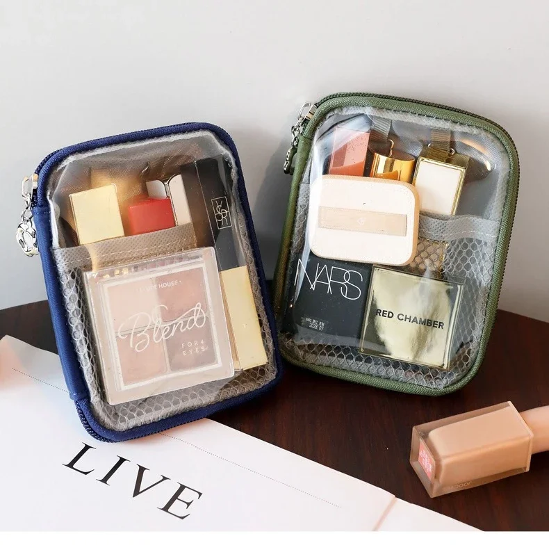 NEW Portable Lipstick Transparent Touch-Up Cosmetic Pouch Cosmetic Organizer Travel Bluetooth Headphone Charging Cable Pouch