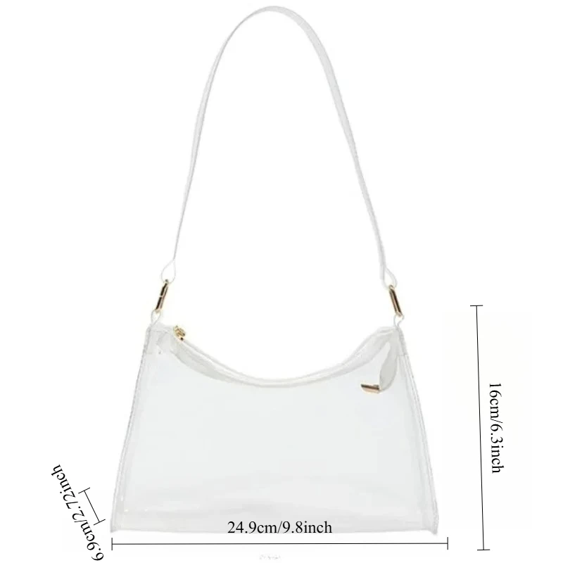 1/2pcs Stylish Transparent PVC Jelly Bag New Moon Shape Daily Underarm Shoulder Bag