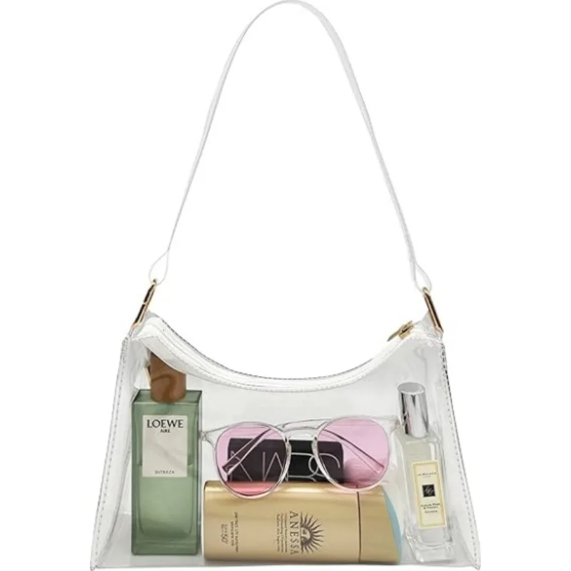 1/2pcs Stylish Transparent PVC Jelly Bag New Moon Shape Daily Underarm Shoulder Bag