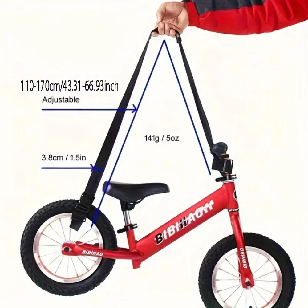 Black Adjustable Folding Bicycle Shoulder Strap Non-Slip Nylon Portable Scooter Shoulder Straps Load Reducing Carrying Strap