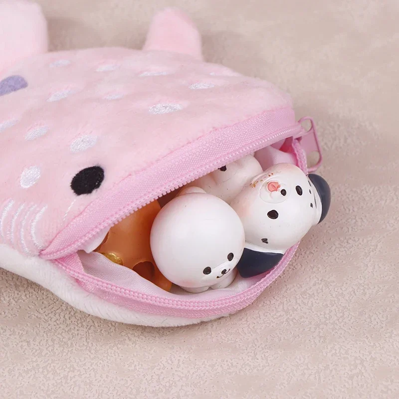 Cartoon Cute Whale Shark Coin Purse Kawaii Wallet Portable Plush Coin Bag Key Earphone Coin Organizer Pouch Zipper Bag Kids Gift