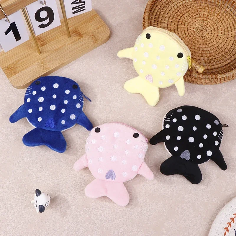 Cartoon Cute Whale Shark Coin Purse Kawaii Wallet Portable Plush Coin Bag Key Earphone Coin Organizer Pouch Zipper Bag Kids Gift