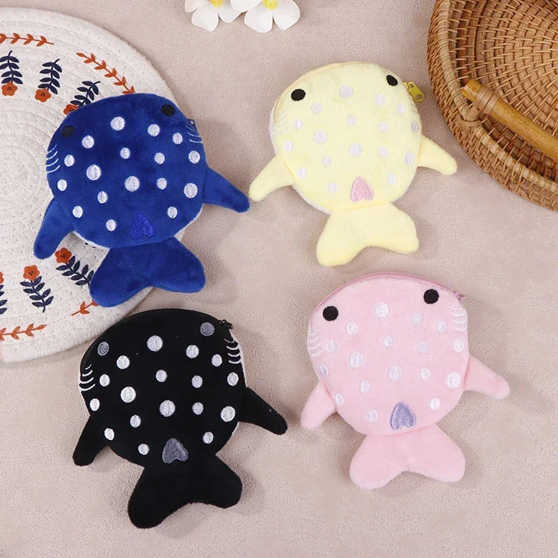 Cartoon Cute Whale Shark Coin Purse Kawaii Wallet Portable Plush Coin Bag Key Earphone Coin Organizer Pouch Zipper Bag Kids Gift
