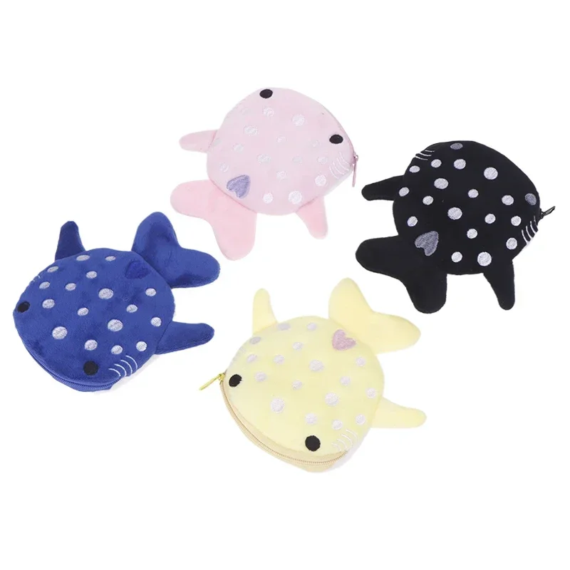 Cartoon Cute Whale Shark Coin Purse Kawaii Wallet Portable Plush Coin Bag Key Earphone Coin Organizer Pouch Zipper Bag Kids Gift