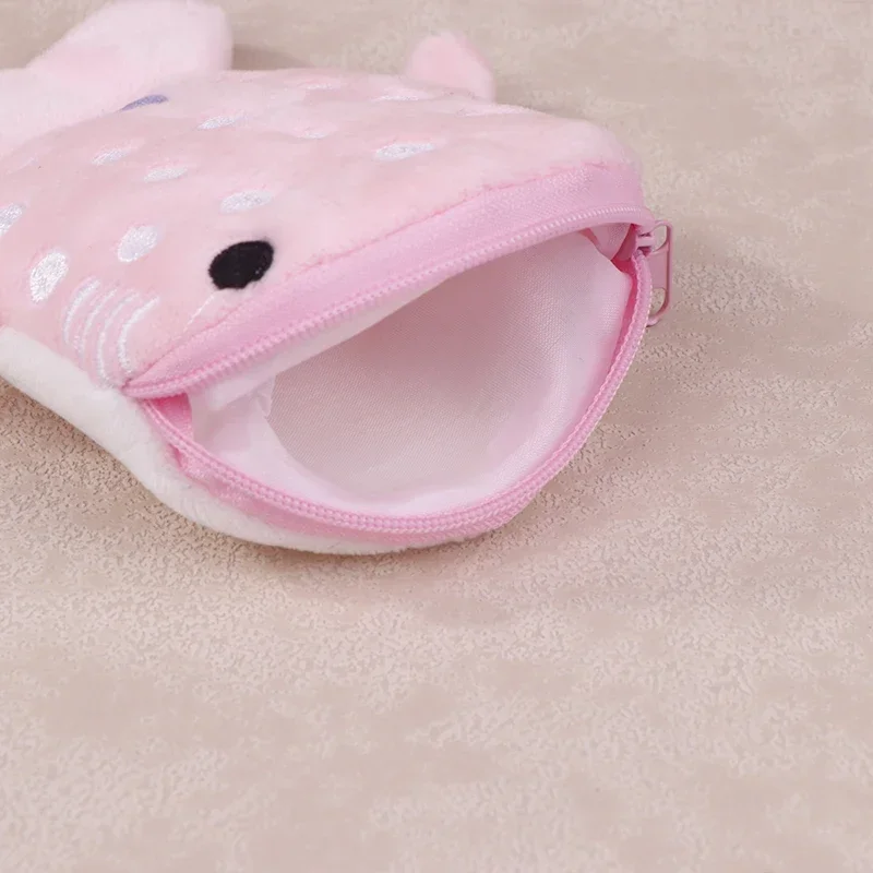 Cartoon Cute Whale Shark Coin Purse Kawaii Wallet Portable Plush Coin Bag Key Earphone Coin Organizer Pouch Zipper Bag Kids Gift