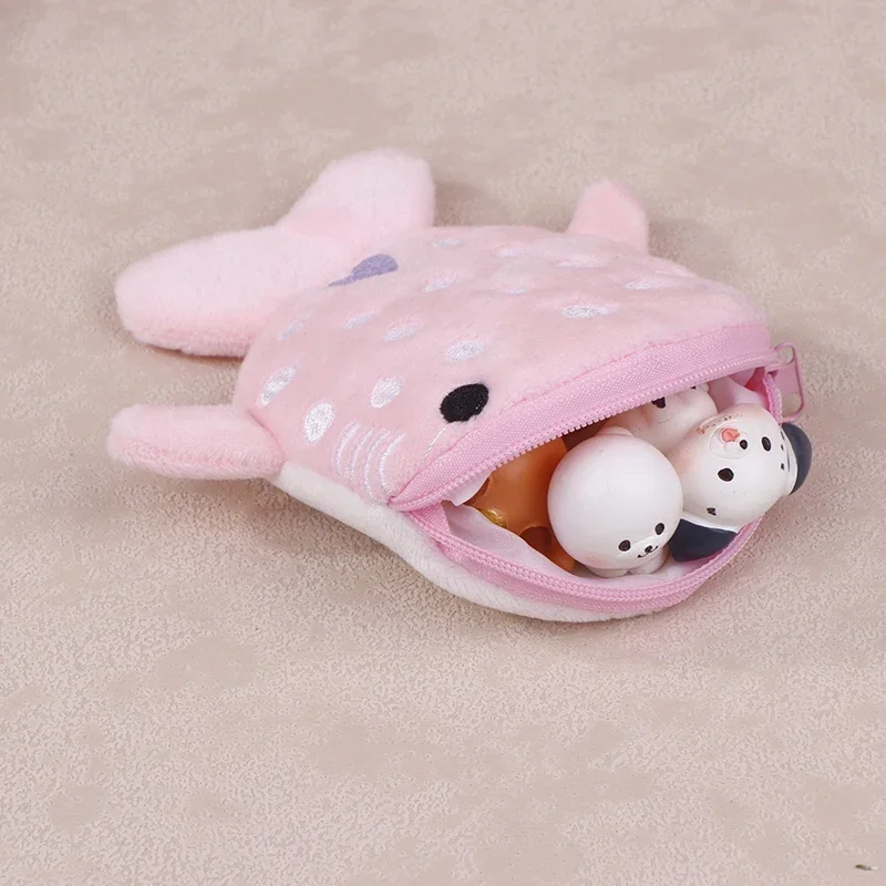 Cartoon Cute Whale Shark Coin Purse Kawaii Wallet Portable Plush Coin Bag Key Earphone Coin Organizer Pouch Zipper Bag Kids Gift