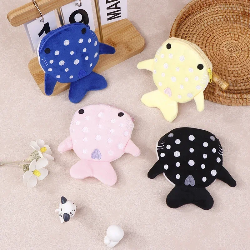 Cartoon Cute Whale Shark Coin Purse Kawaii Wallet Portable Plush Coin Bag Key Earphone Coin Organizer Pouch Zipper Bag Kids Gift