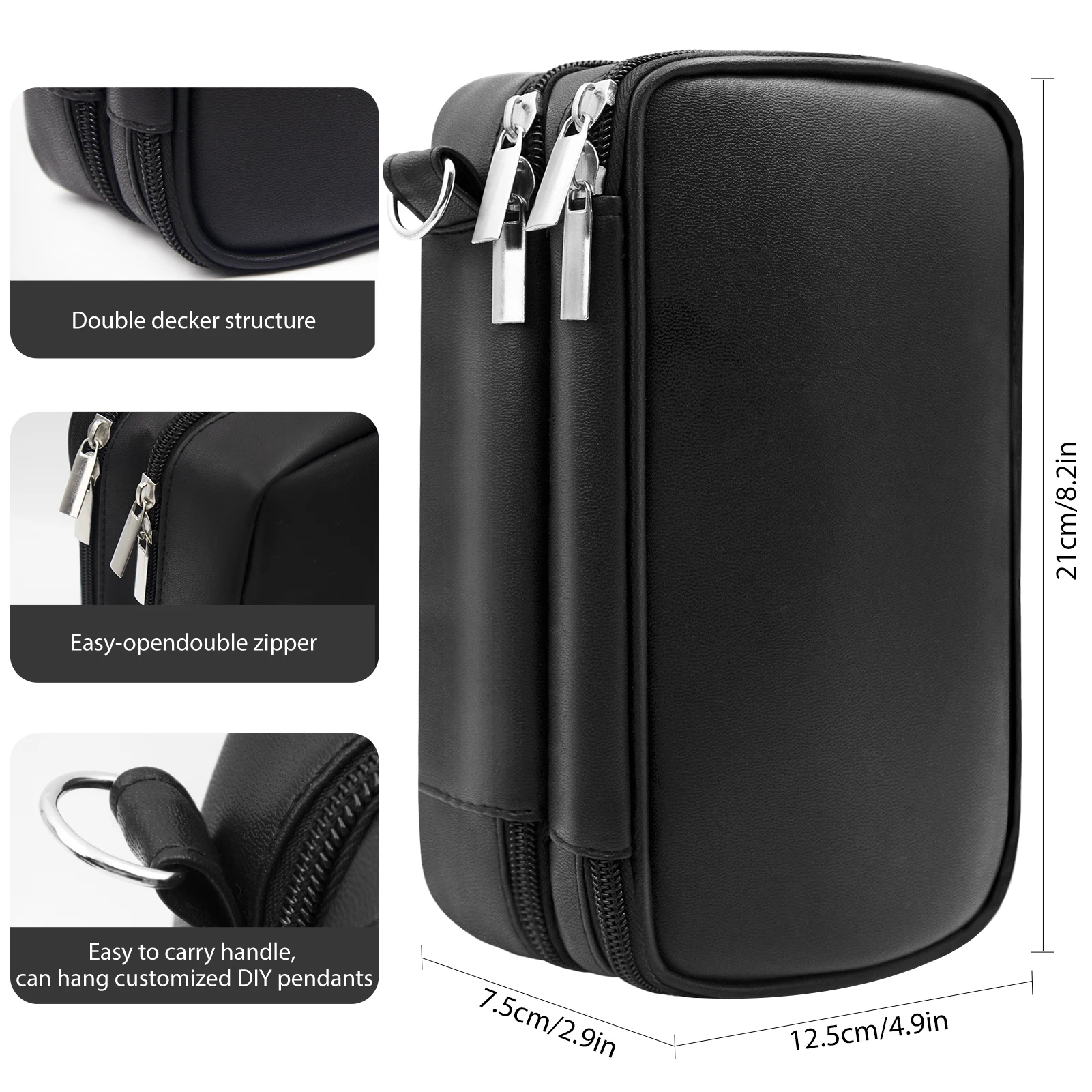 Insulin Bag for Diabetics-Pu Leather Double Layer Case for Insulin Pens, Test Kit, Travel Medical Organizer with Handle