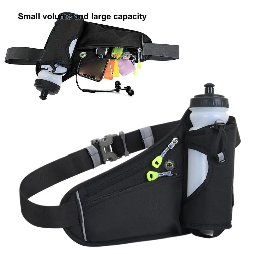 Adjustable Sports Fanny Pack with Water Bottle Holder Multifunctional Outdoor Running Waist Bag for Hiking Cycling Fitness