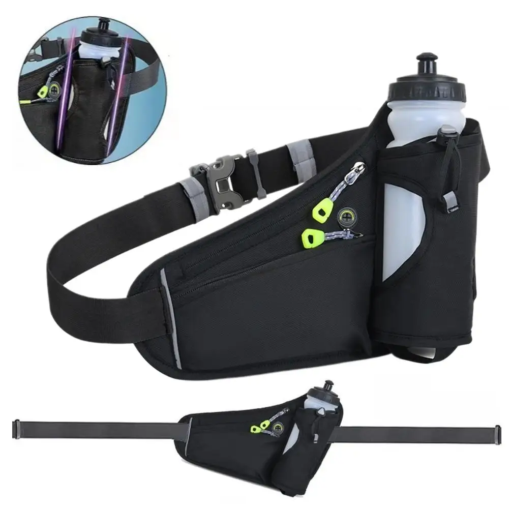 Adjustable Sports Fanny Pack with Water Bottle Holder Multifunctional Outdoor Running Waist Bag for Hiking Cycling Fitness