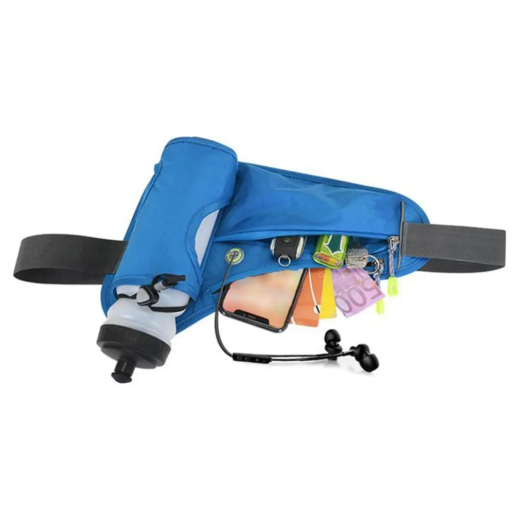 Adjustable Sports Fanny Pack with Water Bottle Holder Multifunctional Outdoor Running Waist Bag for Hiking Cycling Fitness