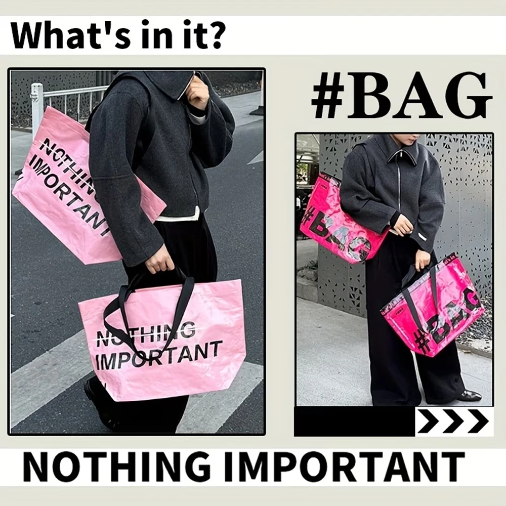 1 Fashionable Trendy Shopping Bag—Portable, Foldable, and Large Capacity—Street Style, Trendy Style