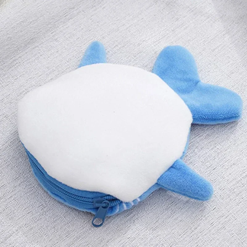 Fashion Cute Blue Shark Mini Whales Coin Purse Plush Zipper Coin Wallet Designer Women's Small Change Bag Key Earphone Pouch