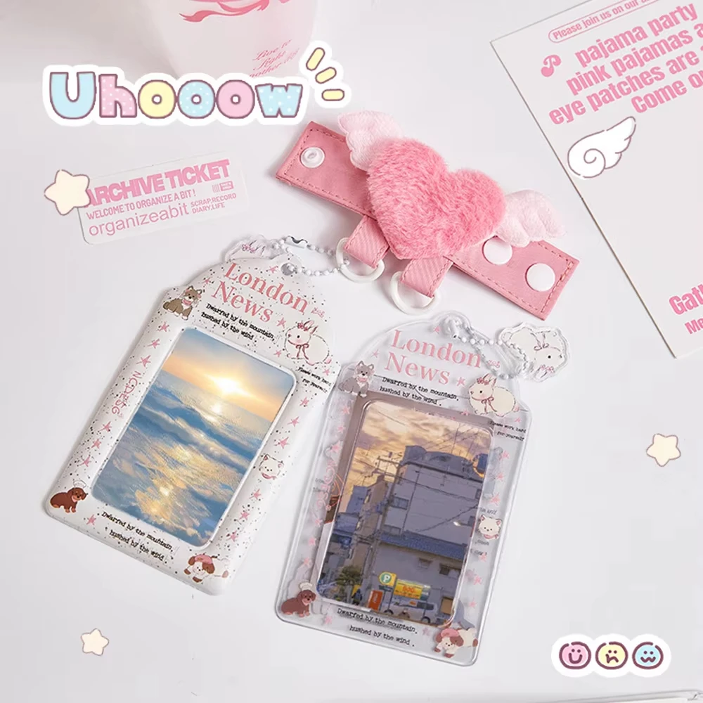Creative Angel Wings Bag Pendant Cute Cartoon Heart Keychain Sweet Girl DIY Display Buckle Bag Accessories Girls Handmade Gifts