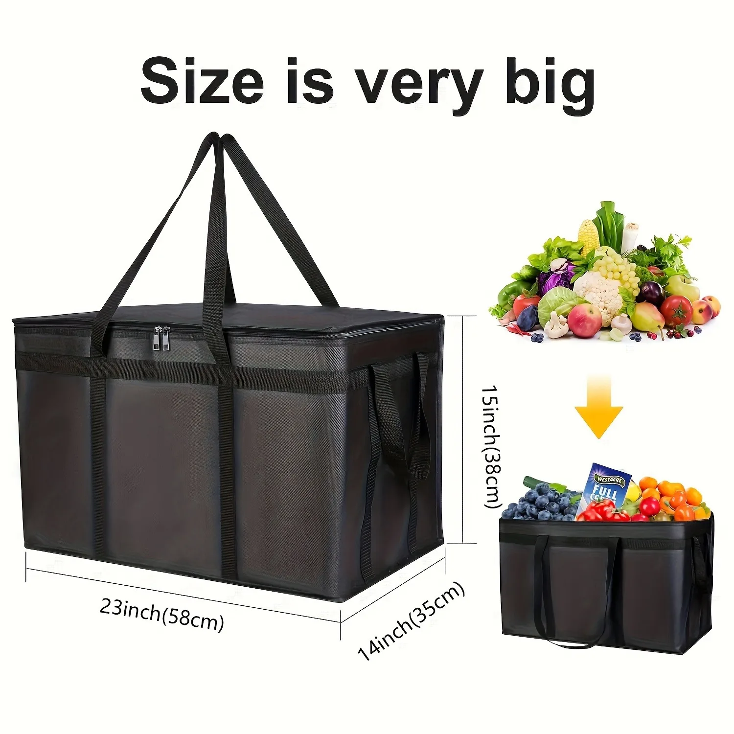 XXXL Size Large-Capacity Insulated Bag, Reusable, Three-Layer Insulated Pizza Delivery Bag, Portable Waterproof RefrigerationBag