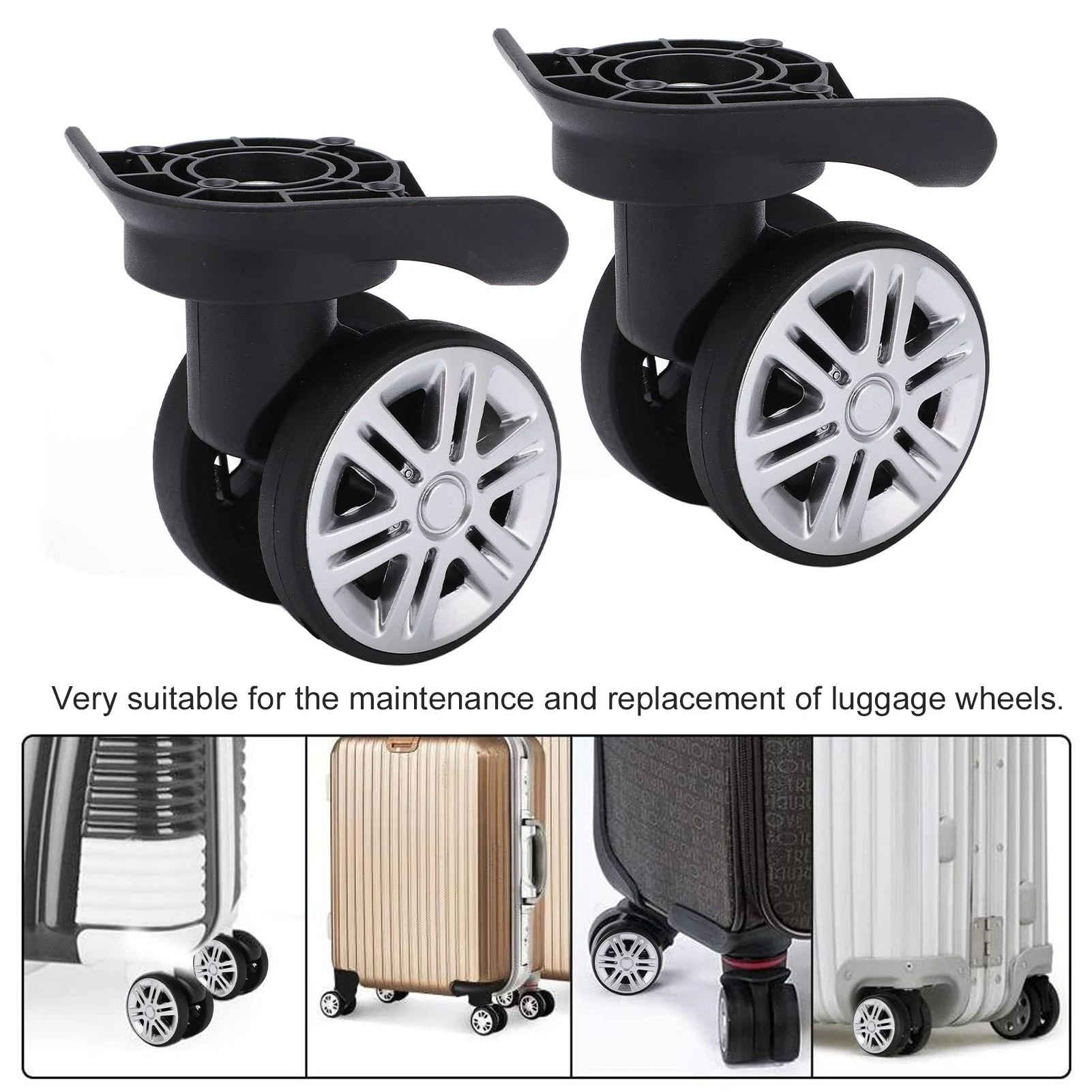 1 Pair Luggage Swivel Wheels Suitcase Swivel Casters Repalcement Mute Double Row Wheels