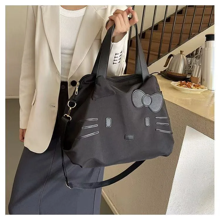 Large-capacity business travel luggage bag, Hello Kitty casual shoulder bag, cartoon tote bag, portable short-trip travel bag