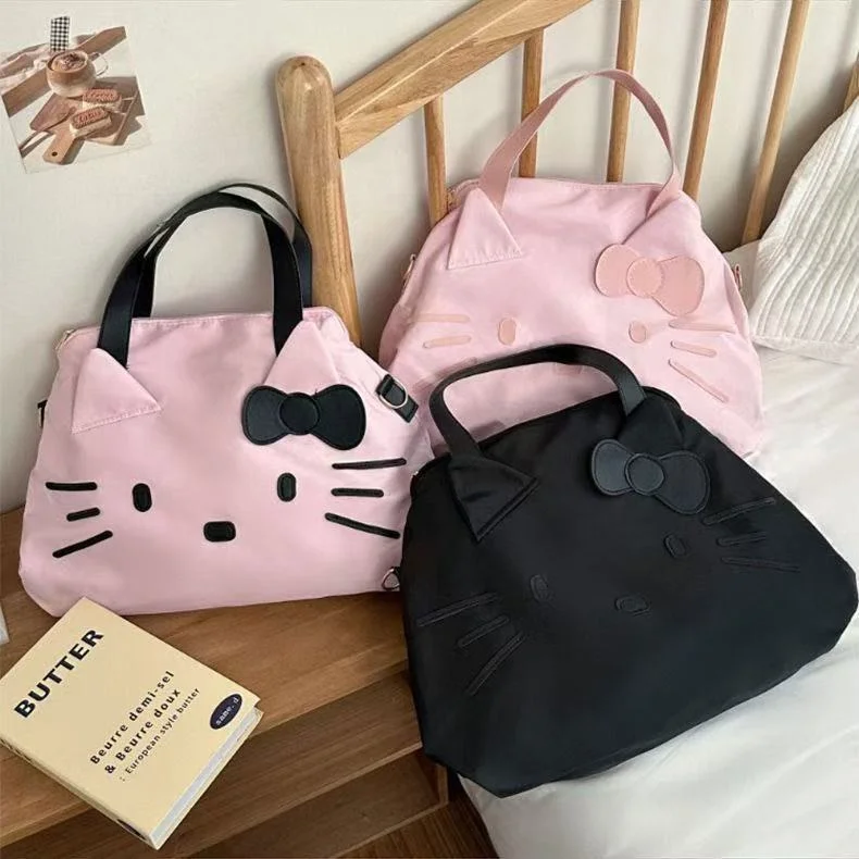 Large-capacity business travel luggage bag, Hello Kitty casual shoulder bag, cartoon tote bag, portable short-trip travel bag