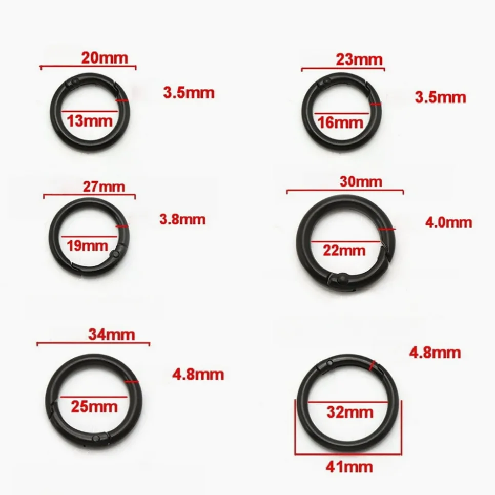 5-10 Pcs Metal Spring O Rings Clip Keychain Round Carabiner Clips Keyrings Snap Hook Buckle for Purse Shoulder Bag Lanyard