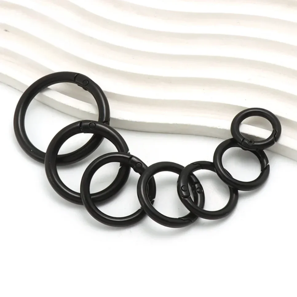 5-10 Pcs Metal Spring O Rings Clip Keychain Round Carabiner Clips Keyrings Snap Hook Buckle for Purse Shoulder Bag Lanyard