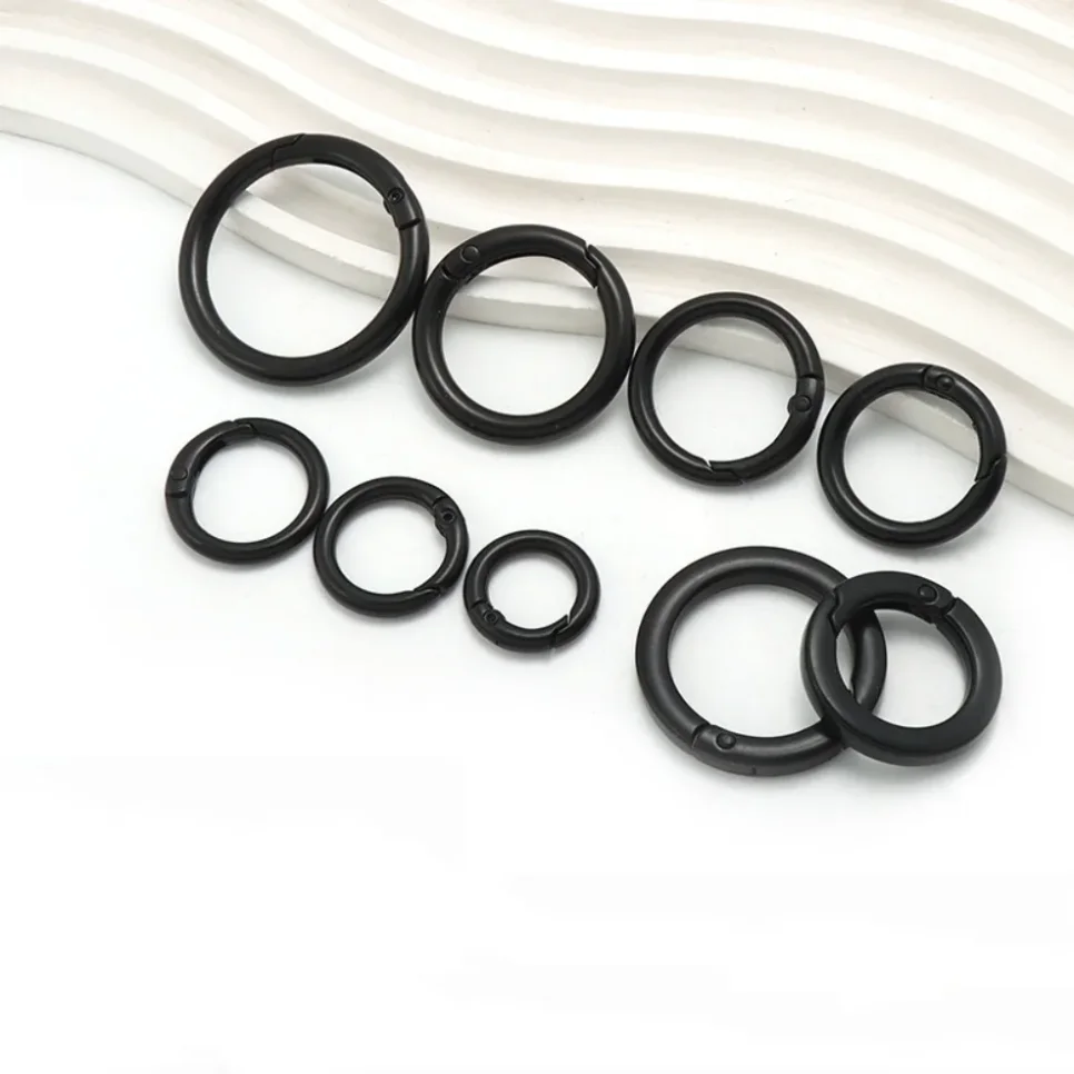 5-10 Pcs Metal Spring O Rings Clip Keychain Round Carabiner Clips Keyrings Snap Hook Buckle for Purse Shoulder Bag Lanyard