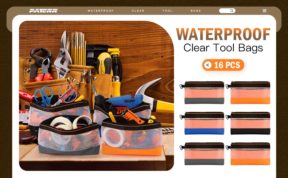 Waterproof Storage Bag Transparent PVC Tool Bag Anti-static Hardware Kit Portable Parts Bag Multifunctional Practical Work Bag