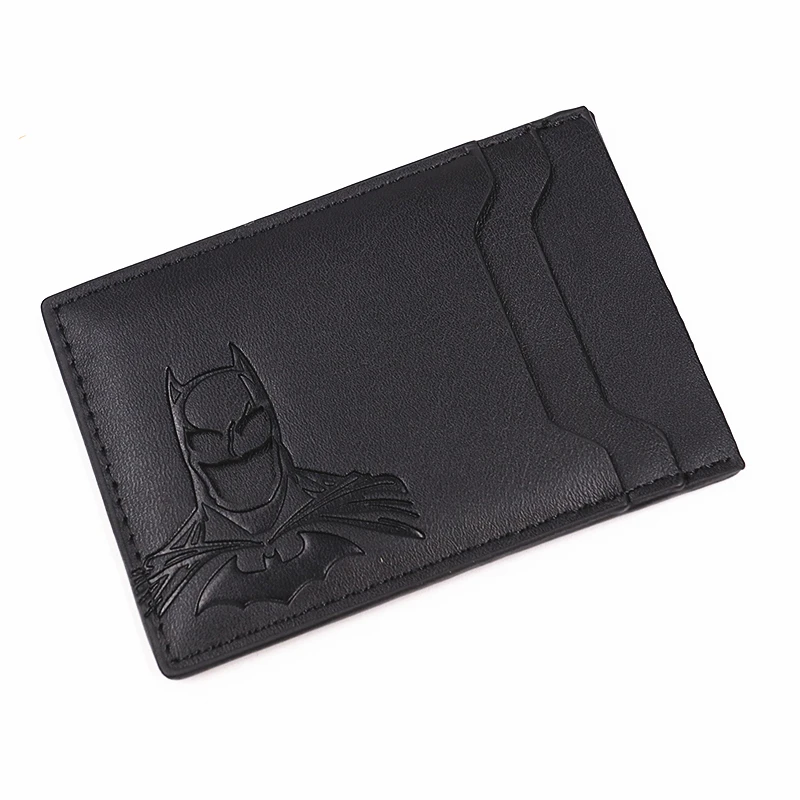 Bat ID Wallet For Men Leather Slim Card Holder Case Cover With Cutout Superhero Face Eyes Mask Gift For Husband Teens Boy Friend