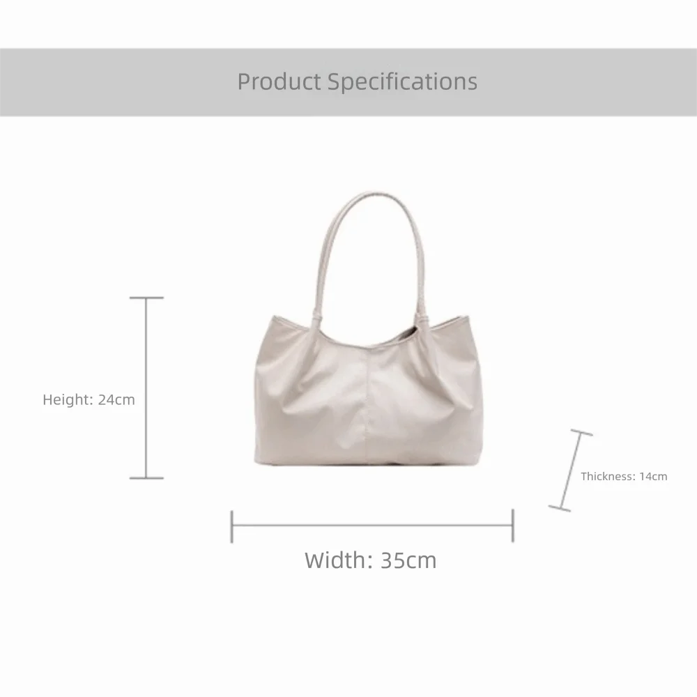 Casual Magnetic Buckle Tote Bag PU Leather Solid Color Underarm Bag Large Capacity Women's Handbag Girl