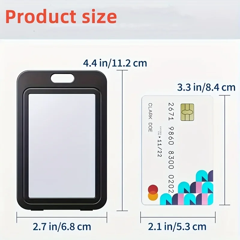 5Pcs Sliding Badge Holder - Hard Black Vertical Plastic Card Case Protector with Retractable Badge Reel Carabiner