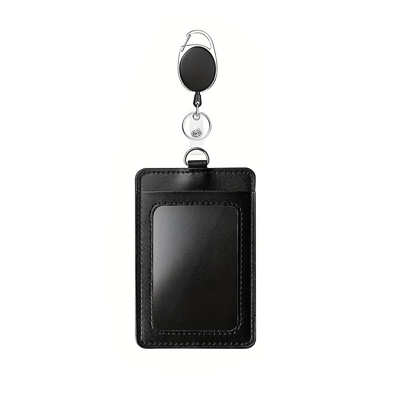 Fashion PU Leather Card Holders Set Women Men Student Retractable Badge Reel ID Card Holder Cover Case Nurse Badge Lanyards