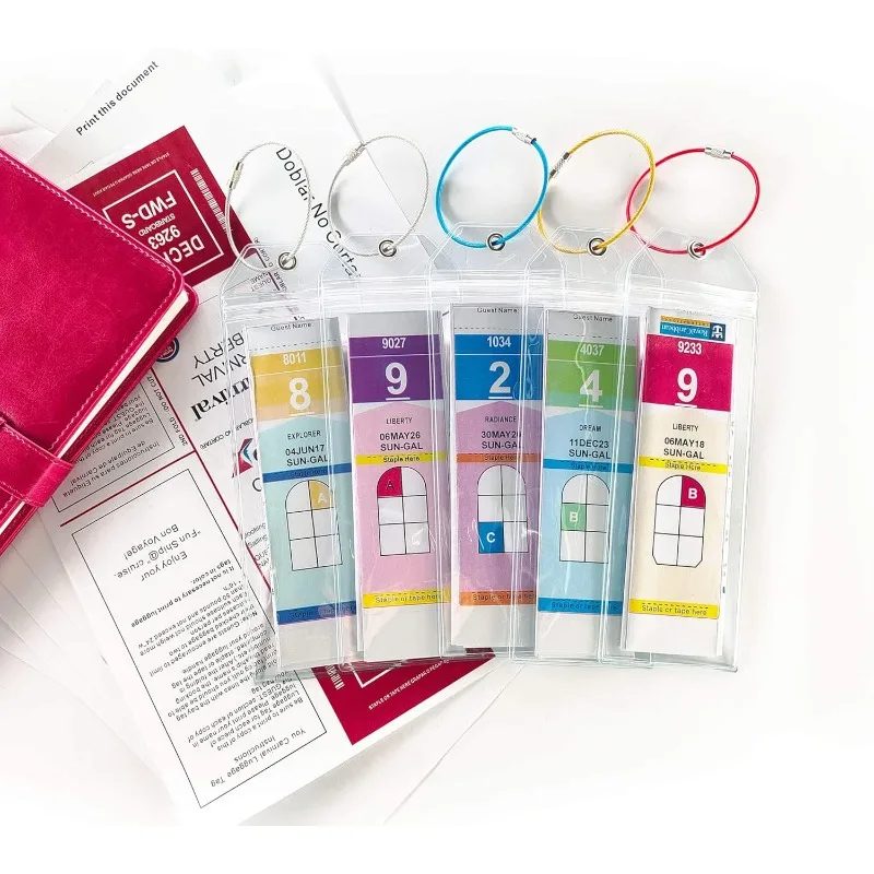 Cruise Luggage Tag Holder 5Pack Can Be Used for Carnival, NCL, MSC Cruises, Princess, and Royal Caribbean Ships
