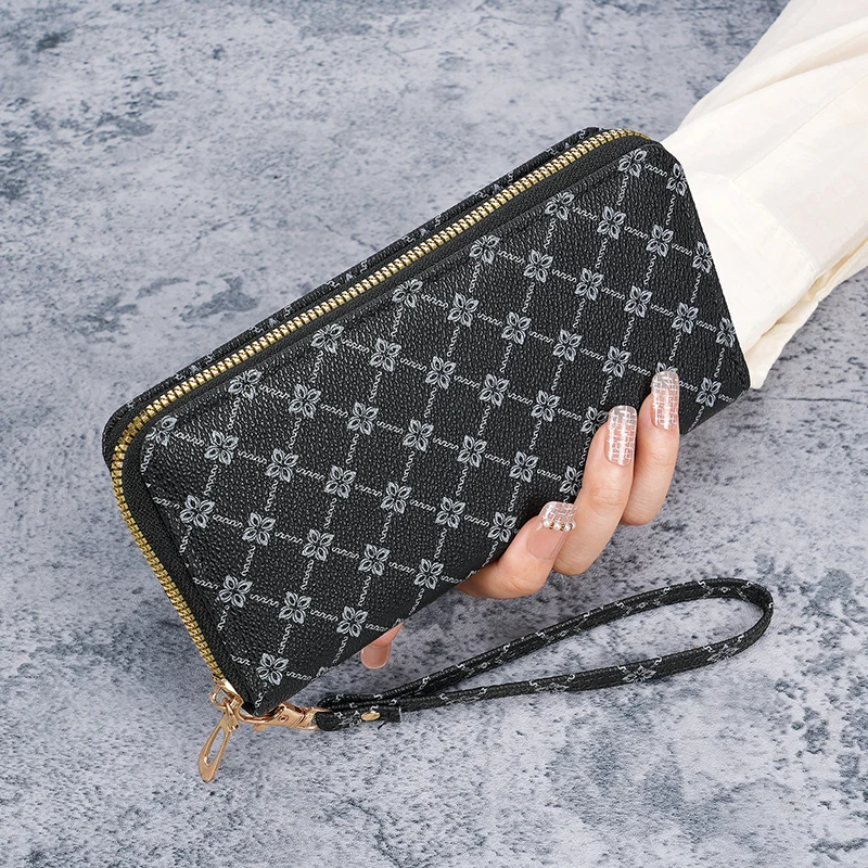 New niche European and American trend printing long large-capacity multifunctional wallet clutch wholesale bag