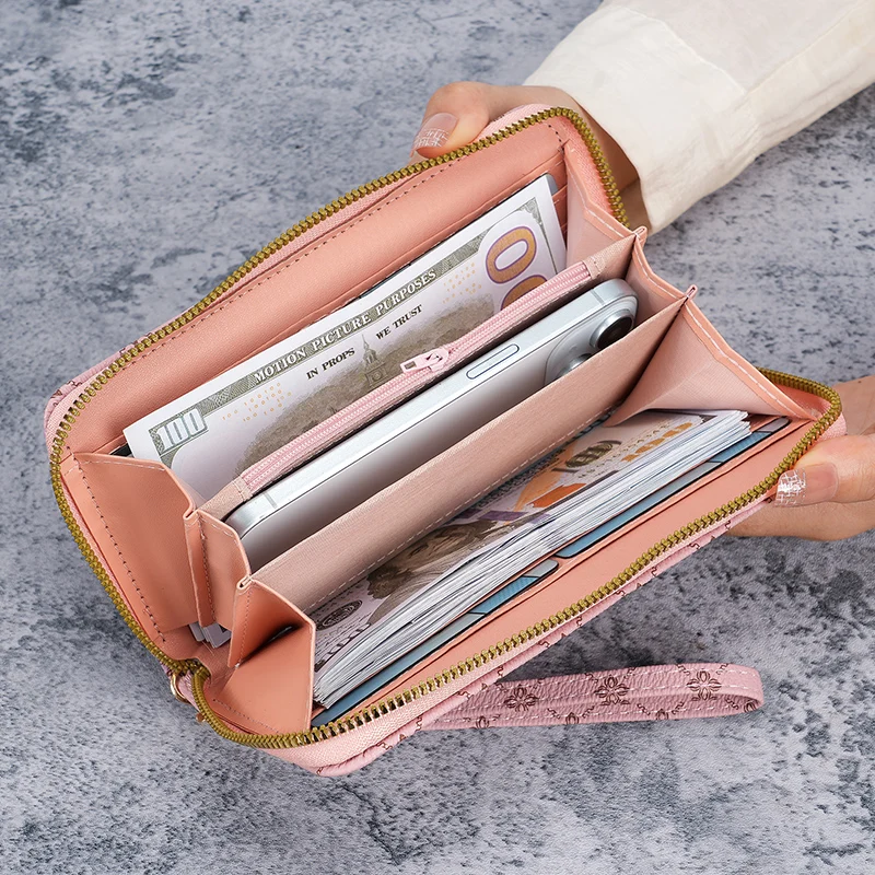 New niche European and American trend printing long large-capacity multifunctional wallet clutch wholesale bag