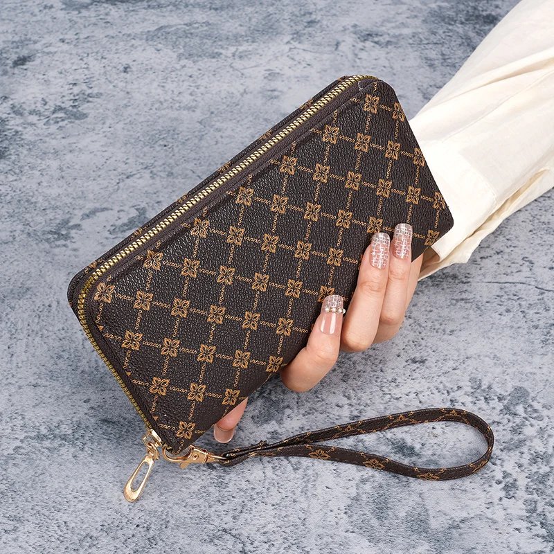 New niche European and American trend printing long large-capacity multifunctional wallet clutch wholesale bag