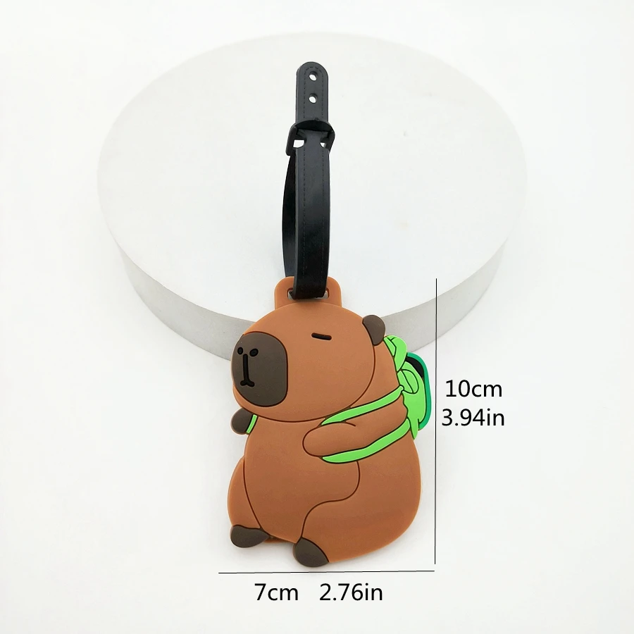 1//2/3PCS Cute Animal Kapibala PVC Soft Rubber Luggage Tag Hanger Identification Tag Bag Hanger Luggage Hanger Anti Loss Strap