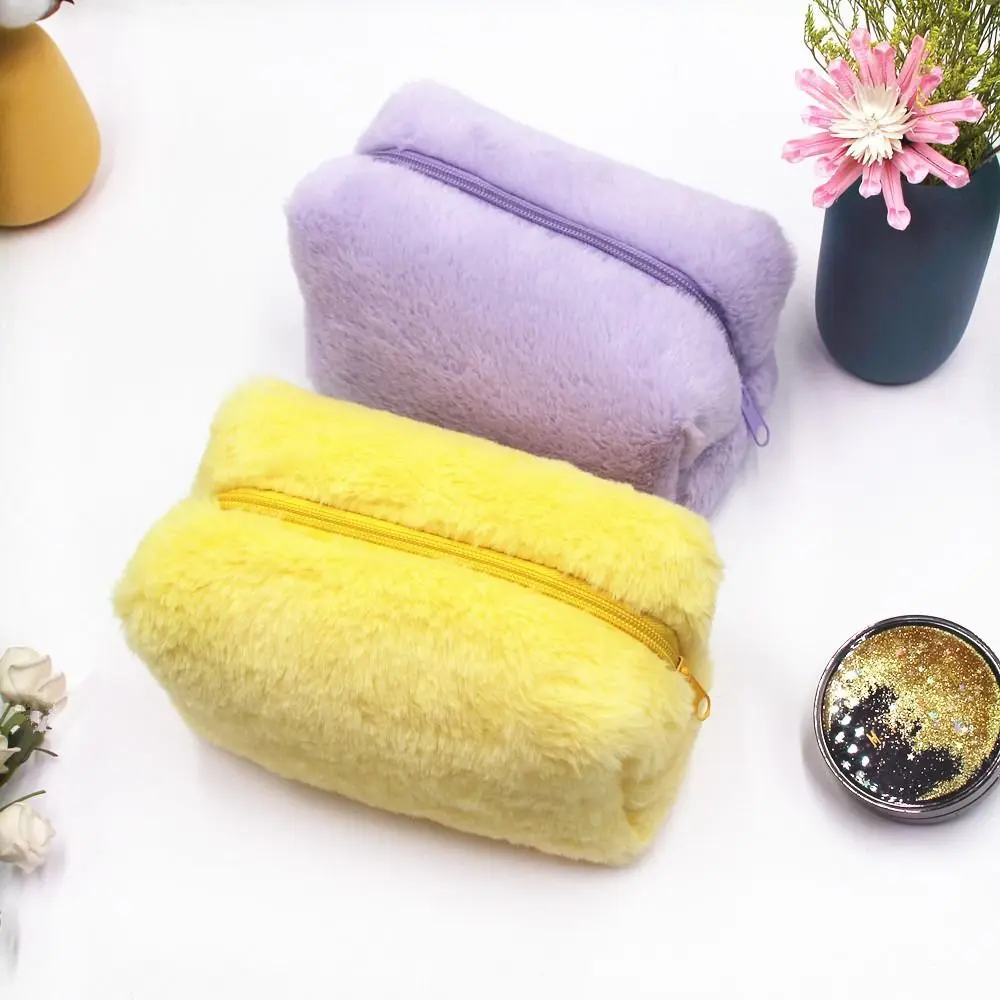 Durable Plush Cosmetic Bag Travel Organizer Large Capacity Makeup Bag Portable Storage Bag