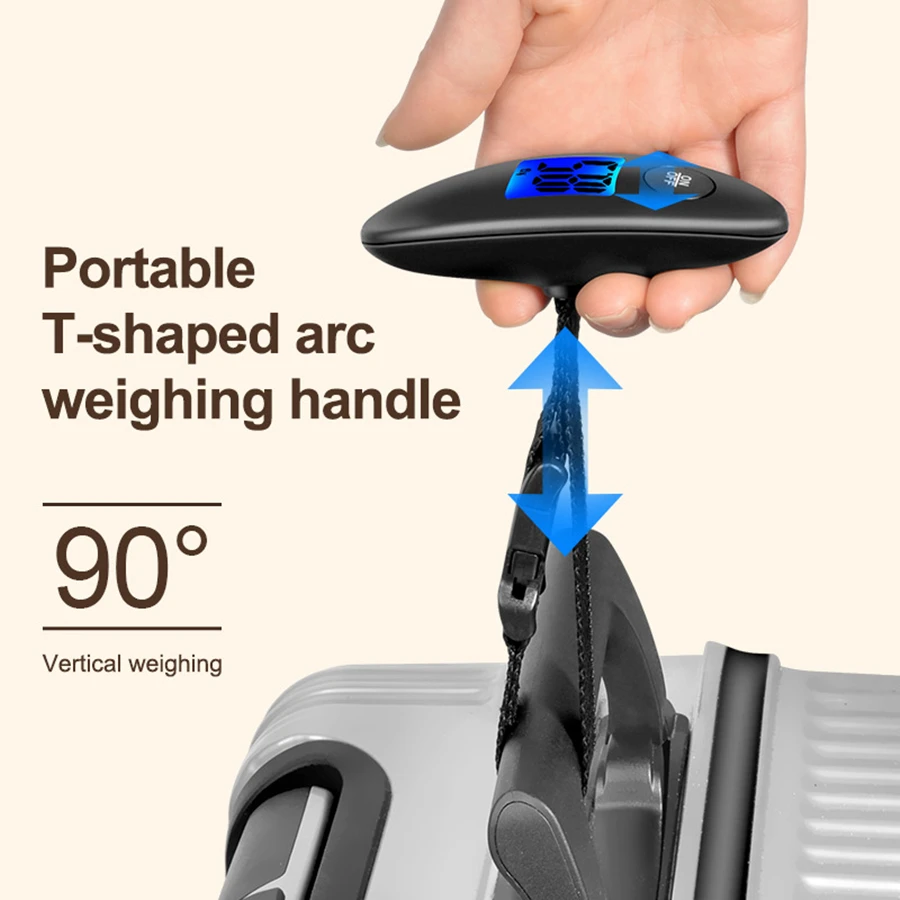 40kg/100g Portable Luggage Scale Blue Backlight Travel Digital Hanging Scales With Webbing Belt LCD Digital Electronic Luggage