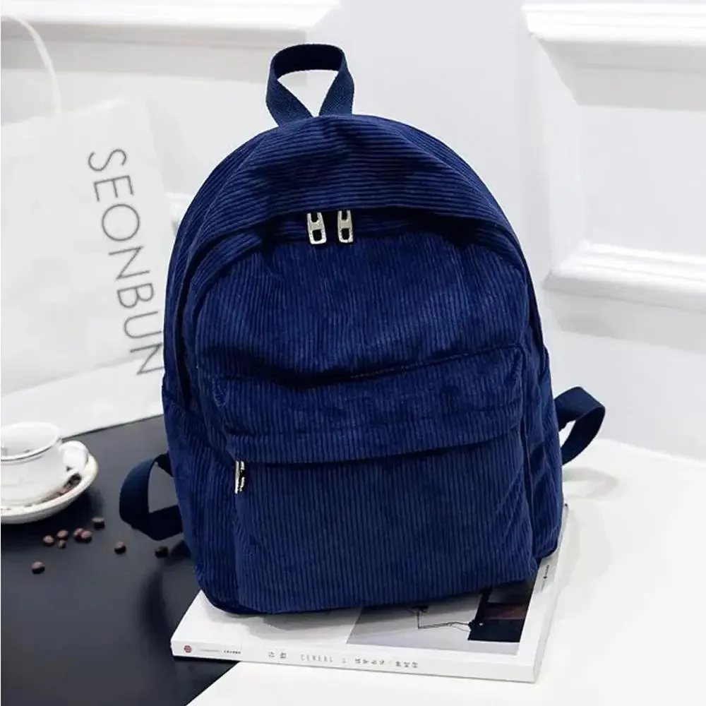 New Corduroy Men's and Women's Backpacks with College Style, Multi-purpose and Large-capacity Outdoor Trendy Student Schoolbags