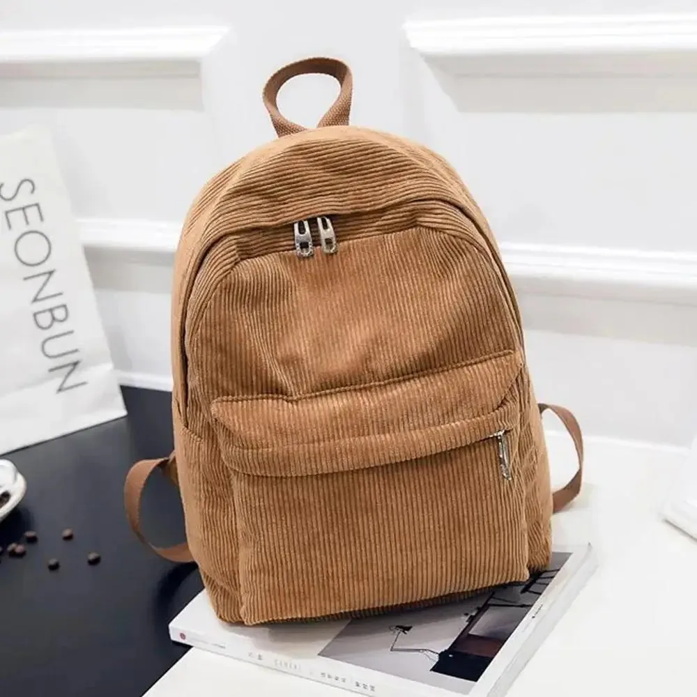 New Corduroy Men's and Women's Backpacks with College Style, Multi-purpose and Large-capacity Outdoor Trendy Student Schoolbags