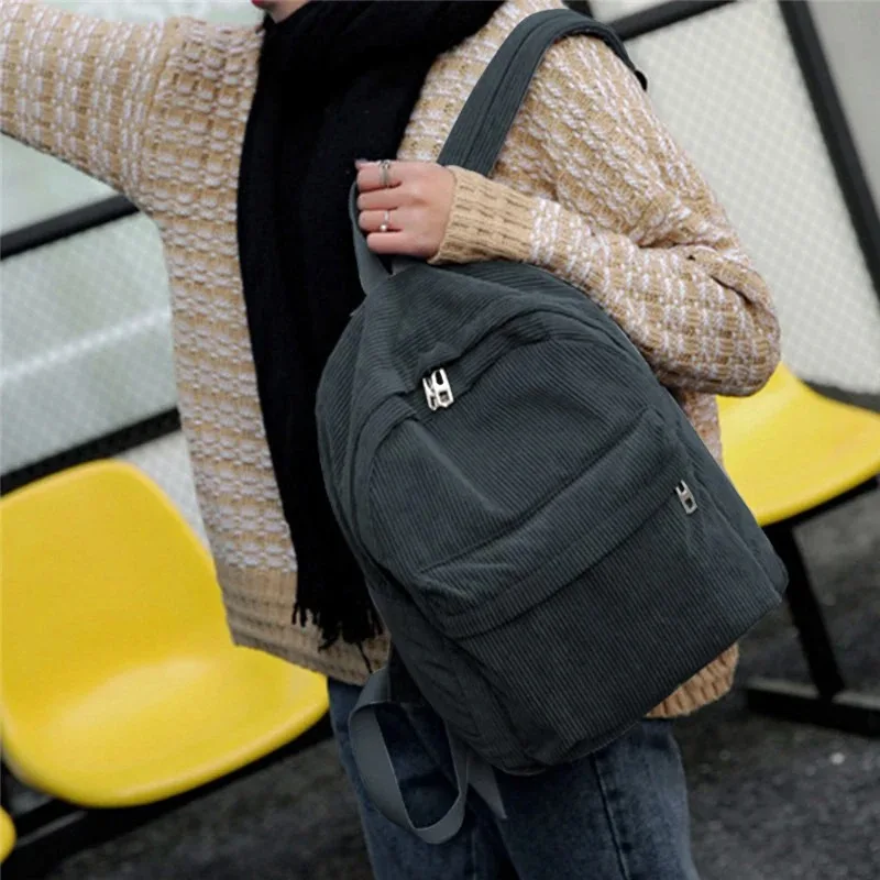 New Corduroy Men's and Women's Backpacks with College Style, Multi-purpose and Large-capacity Outdoor Trendy Student Schoolbags
