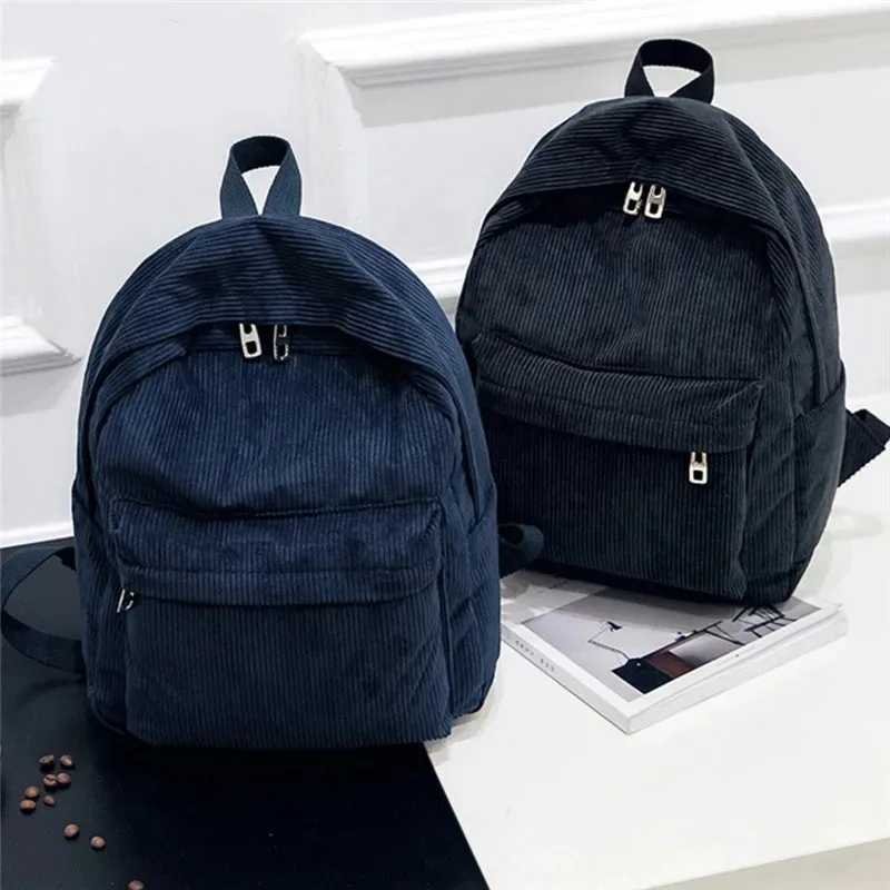 New Corduroy Men's and Women's Backpacks with College Style, Multi-purpose and Large-capacity Outdoor Trendy Student Schoolbags