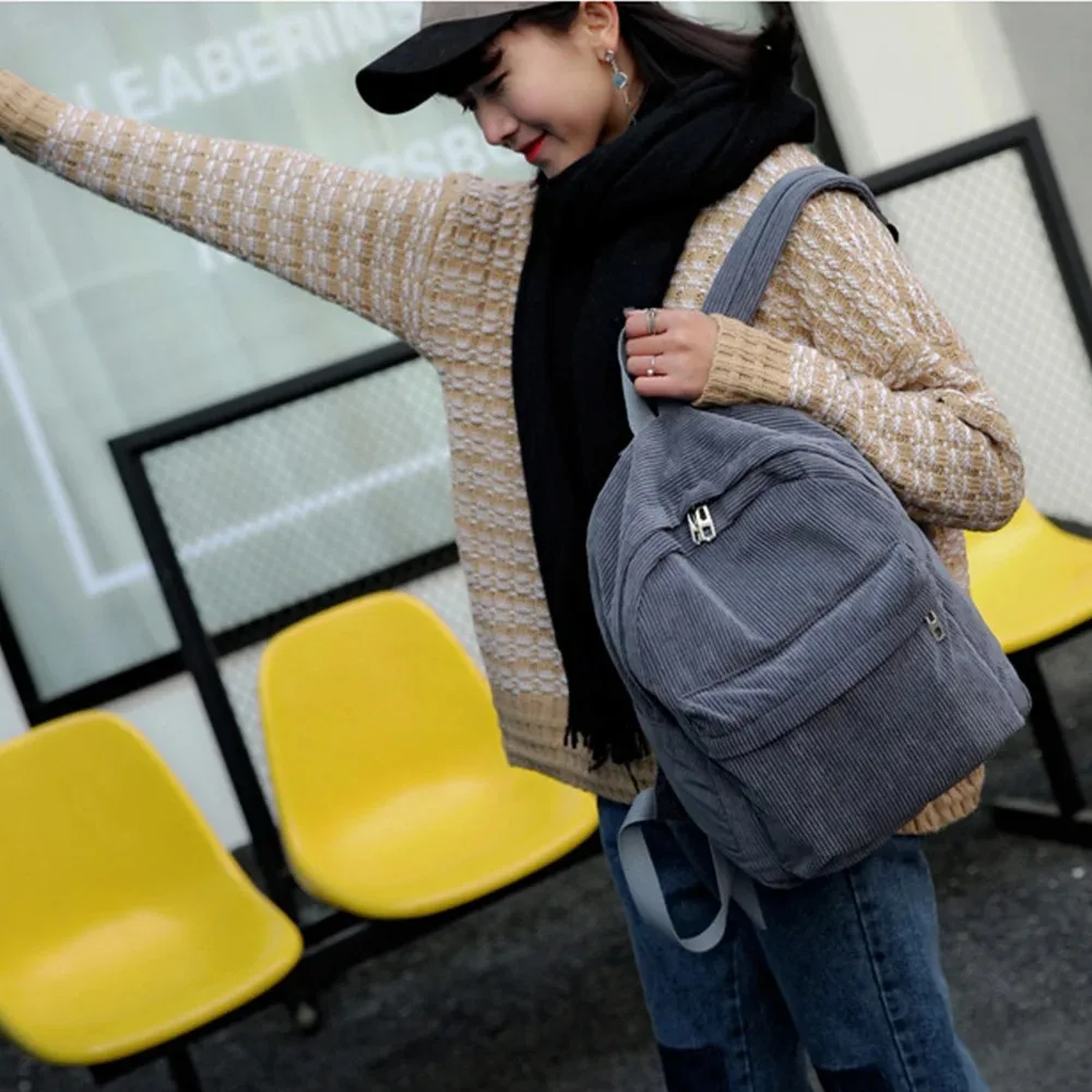 New Corduroy Men's and Women's Backpacks with College Style, Multi-purpose and Large-capacity Outdoor Trendy Student Schoolbags