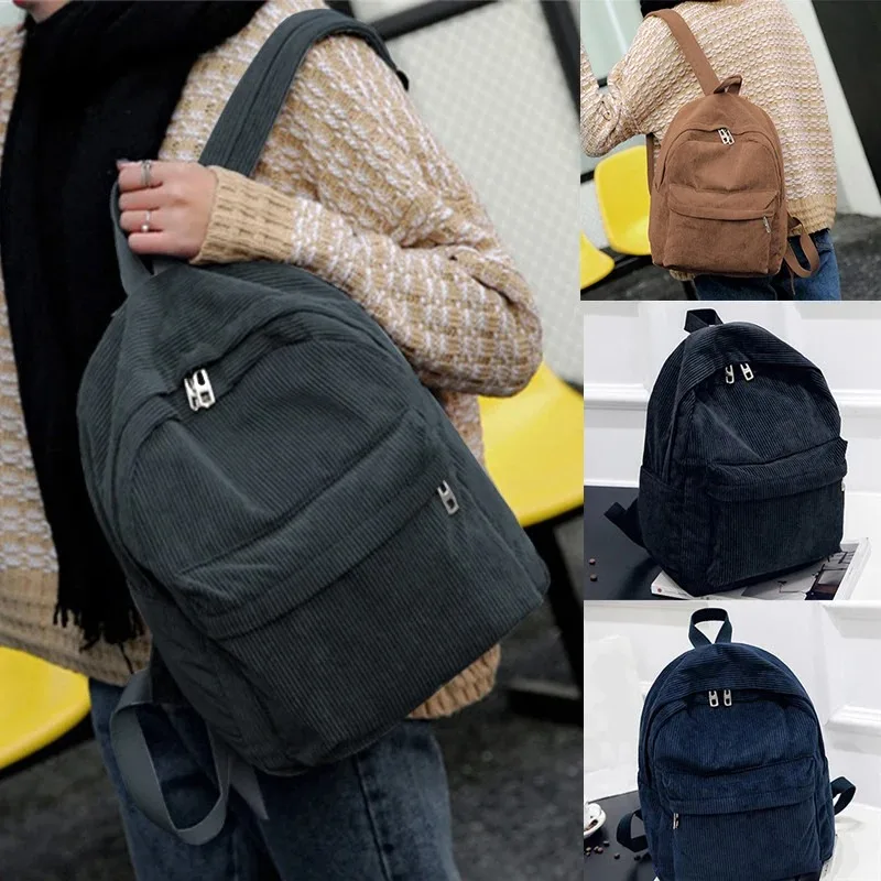New Corduroy Men's and Women's Backpacks with College Style, Multi-purpose and Large-capacity Outdoor Trendy Student Schoolbags